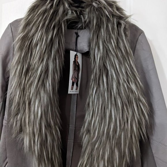 BLACK TAPE: Suede Jacket with faux fur - Picture 2 of 2